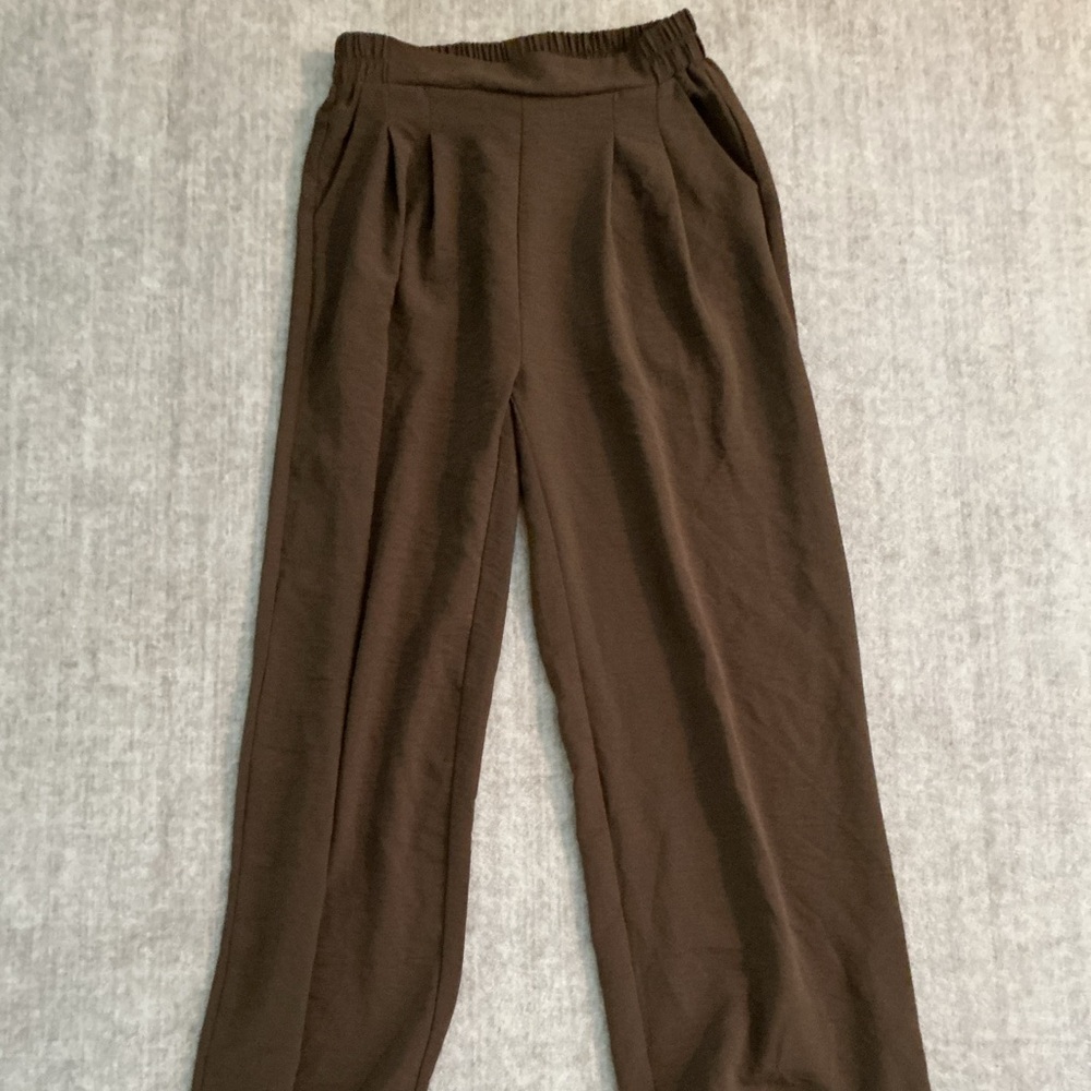 Women's Brown Elastic Waist Trousers